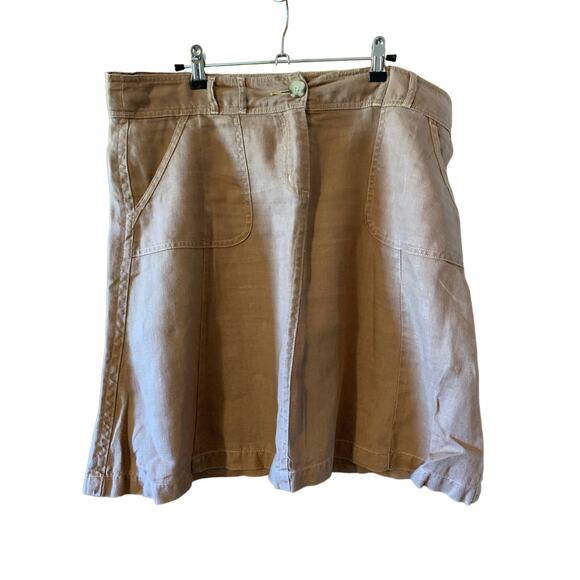Boston  Proper Size 12 Womens 100% Linen Brown Knee Length Skirt - Picture 1 of 6